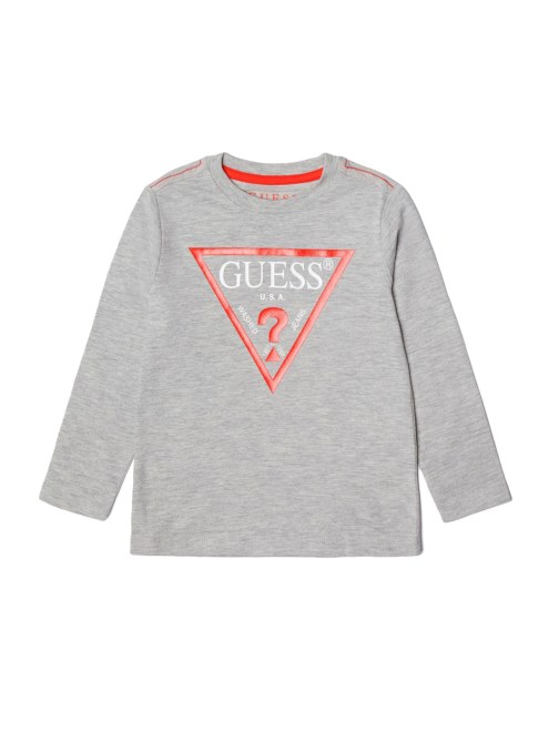 Camiseta De Manga Larga Con Logo De Niños Guess (2-7) Gris