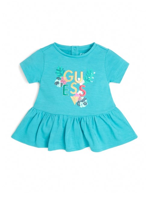 Camiseta Peplum Con Logo Tropical Azul Topacio (2-7) Conjetura