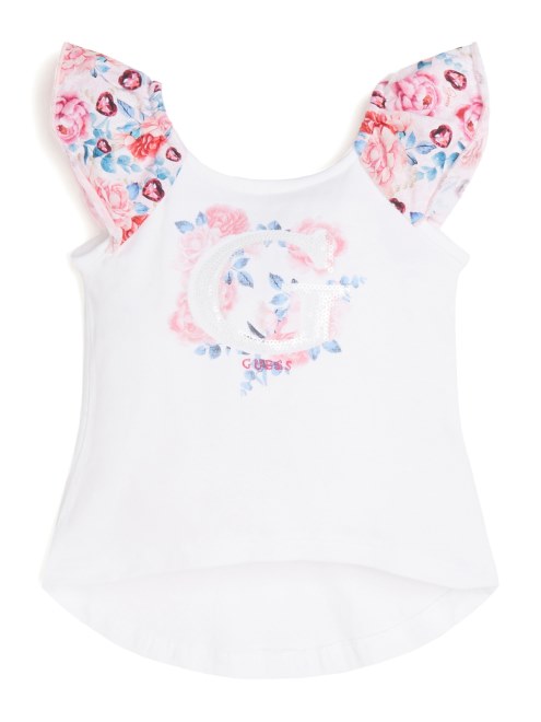 Camiseta Con Logo De Volantes (2-7) Adivinar Blanco Puro