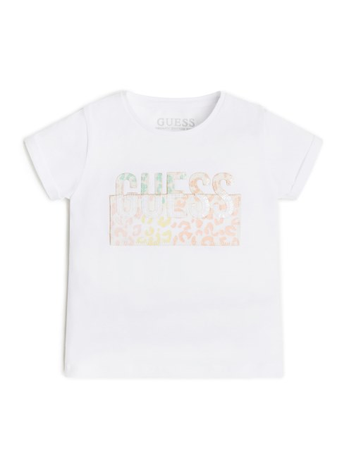 Camiseta Con Logo De Leopardo Brillante (2-7) Adivinar Blanco Puro