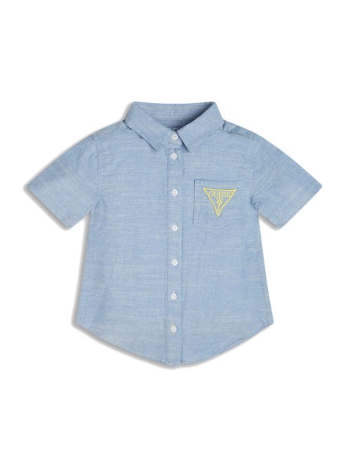 Camisa Con Logo De Chambray Cielo Liso Muy Claro De Adivinar (2-7)