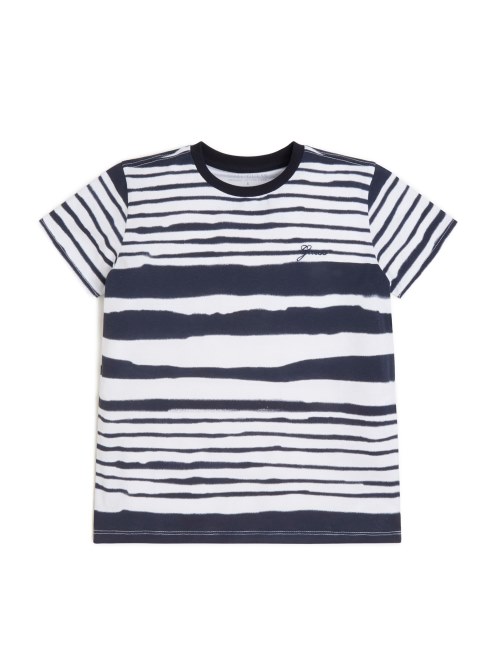 Camiseta De Rayas Ecológicas (7-14) Guess Smart Blue Abstrac Stripe
