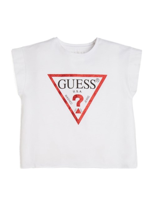 Camiseta Blanca Recortada Con Logo De Guess True (7-14)