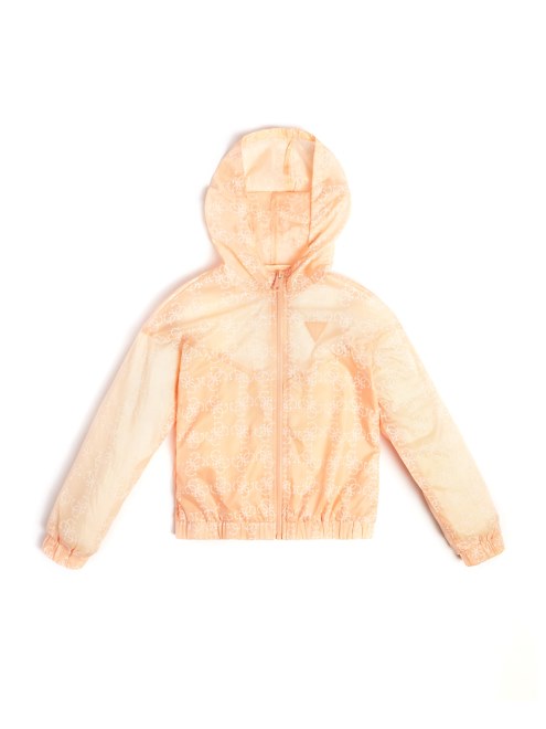 Cortavientos Capucha Guess 4g Logomanía Combo Melocotón (7-14)