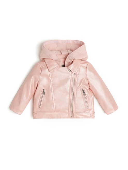 Chaqueta De Piel Sintetica Metalizada (2-7) Adivinar Rosas Rosadas