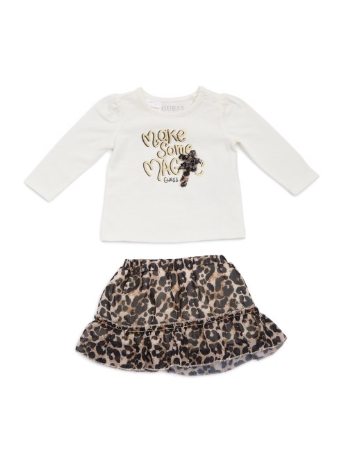 Conjunto De Camiseta Blanca Sal Y Falda De Gasa (0-24 M) Guess