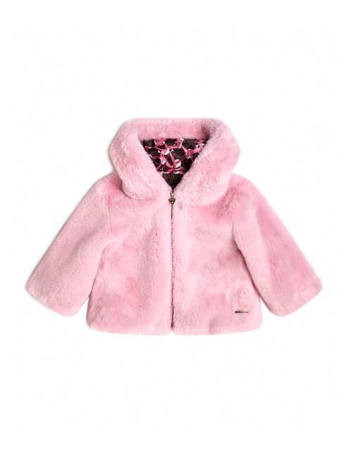 Chaquetas De Piel Sintética Con Capucha Guess Taffy Rose (3m-7)