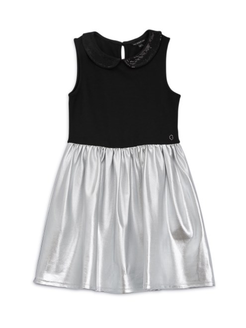 Vestido Plateado Laminado Sobre Negro Guess Metalizado (7-16)
