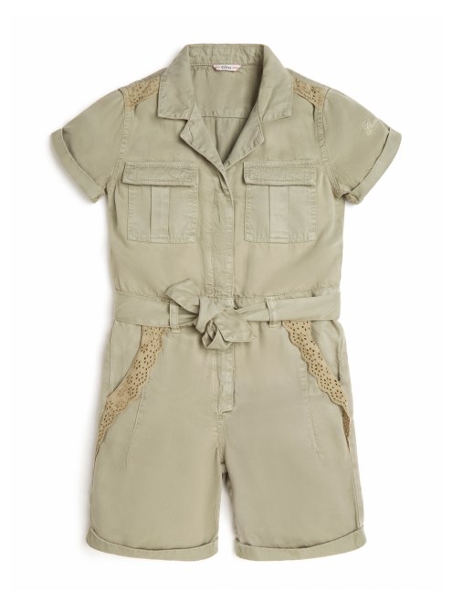 Pelele Con Ribete De Encaje Guess Eco (7-14) Matcha Claro