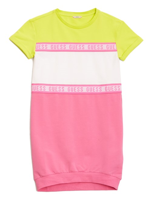 Vestido Con Cinta Del Logo Color Block (7-14) Combo Rosa Multicolor Guess