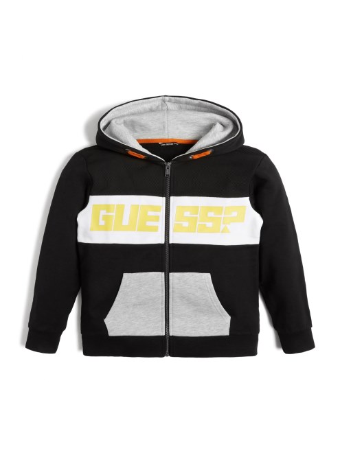 Sudadera Con Capucha Y Cremallera Con Logo De Bloque De Color Guess (7-14) Negro Azabache