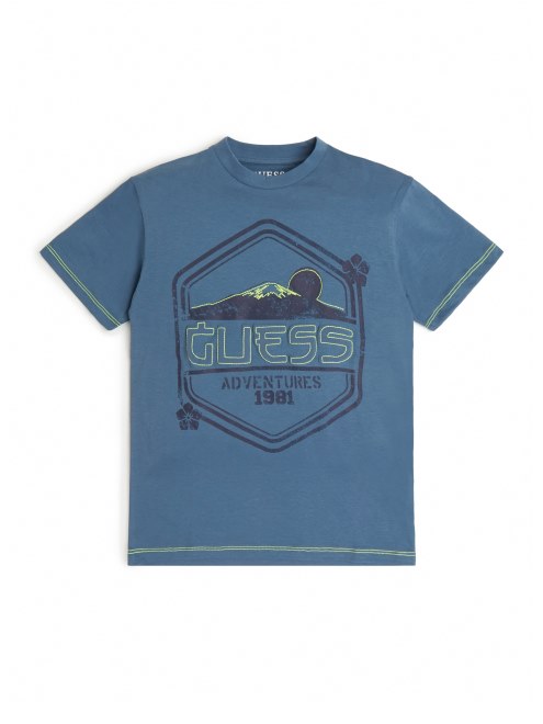 Camiseta Azul Asteroide Oversize Con Logo Lavado (7-14) Guess