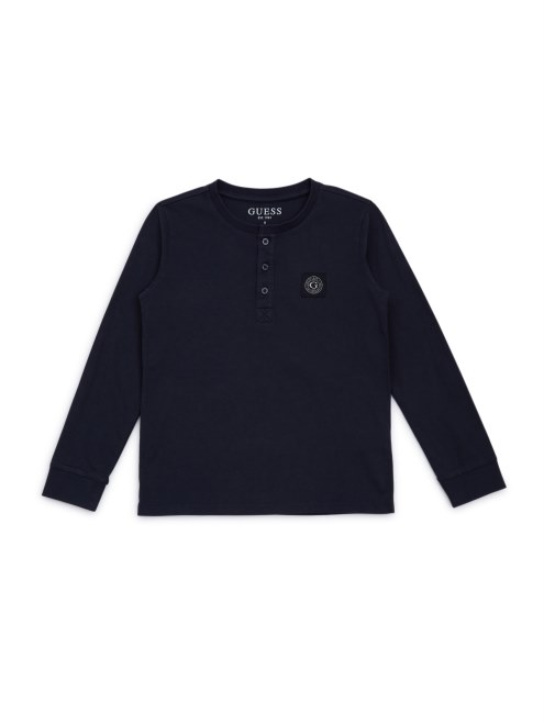 Camiseta Henley Teñida (7-16) Con Estilo Azul Conjetura