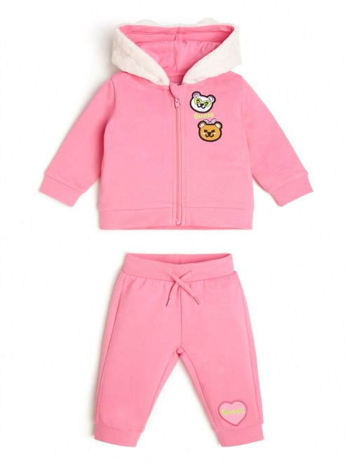 Conjunto De Pantalón Y Sudadera Con Capucha Y Logo De Corazón Rosa Nebula (0-24 Meses) Guess