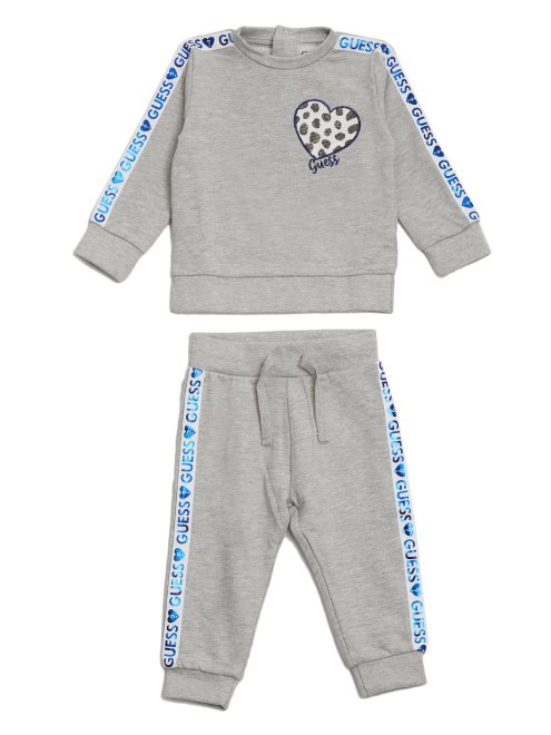 Conjunto De Sudadera Con Cinta Con Logo Y Pantalón Activo De Piedra Clara Heather Guess (3-18 M)