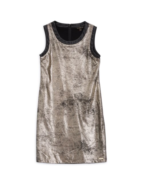 Vestido De Gamuza Sintetica Sin Mangas De Oro Laminado Adivinar En Negro (7-14)