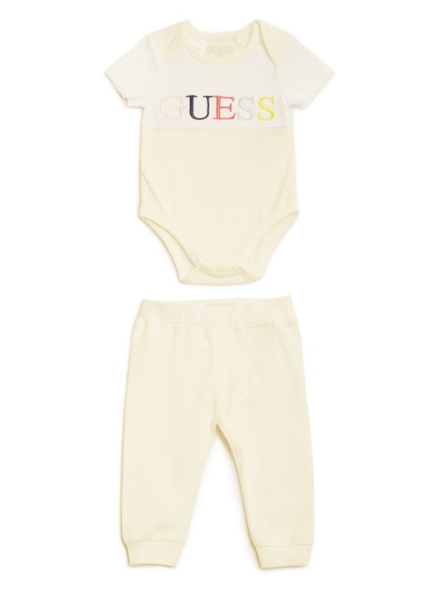 Conjunto De Body Y Pantalón Guess (0-24m) Blanco Sal