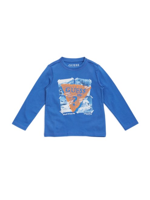 Camiseta De Manga Larga Con Logo (2-7) Olimpo Azul Guess