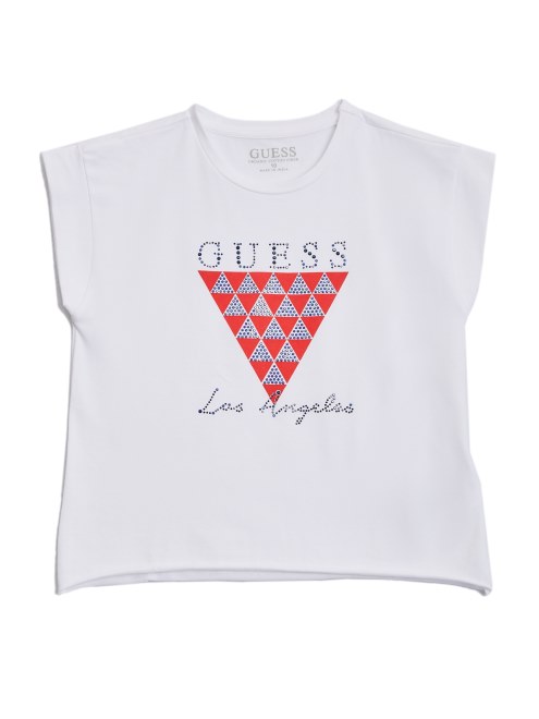 Camiseta Con Logo De Manga Corta De Guess (7-14) Blanco Puro